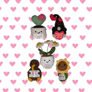 Cute Crochet Positive Affirmation Plant and Animal Figurines